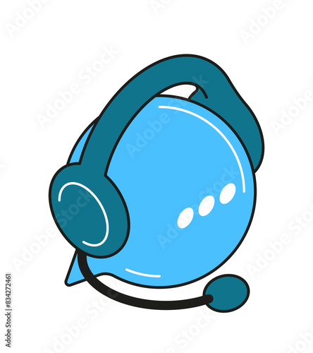 Marketing isometric icons. Colorful sticker with chat bot customer support service operator. Hotline for solving user problems. Cartoon 3D vector illustration isolated on white background