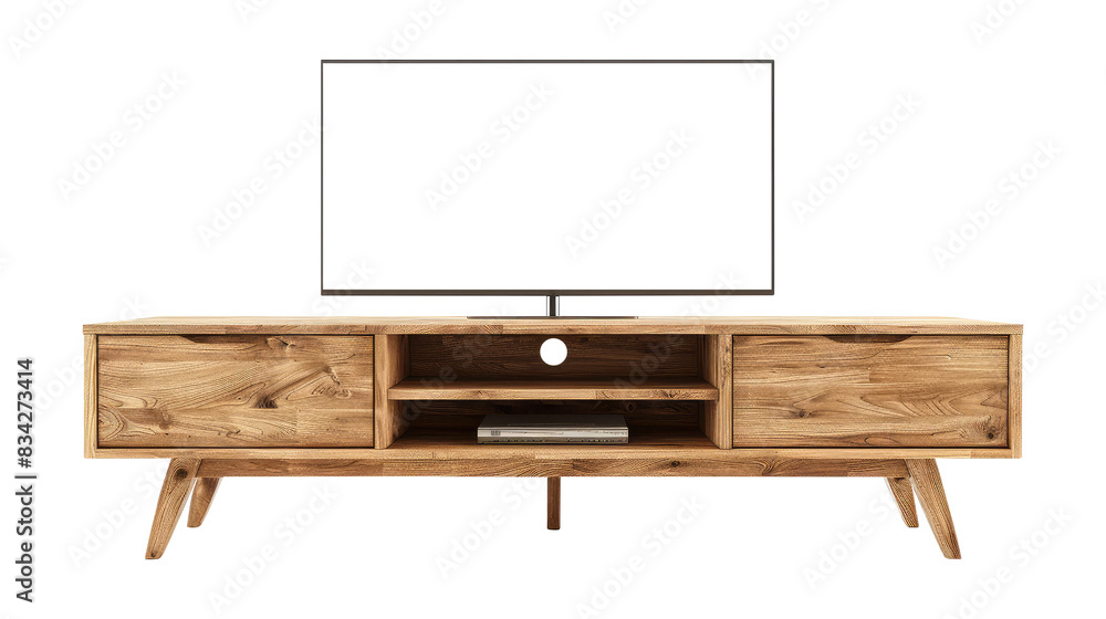 Modern wood tv stand isolated on transparent white background, clipping path Modern wood tv stand isolated on transparent white background, clipping path