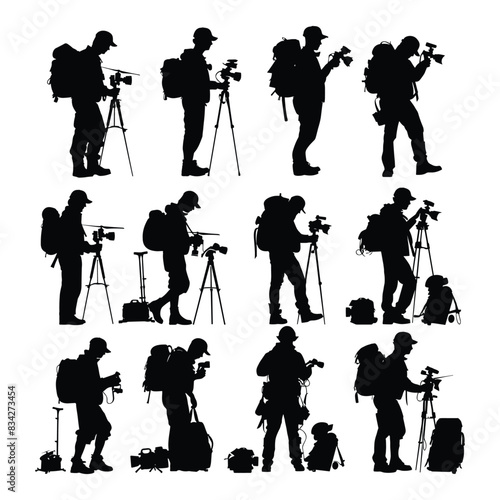 Silhouette of photographer vector 