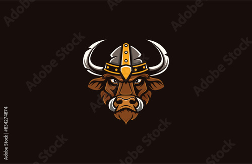 Viking bull logo icon design template vector illustration