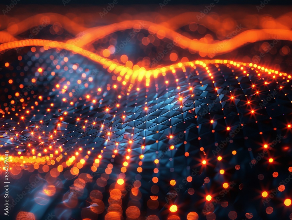 Fototapeta premium An abstract technology background with data flow and connection concepts. 