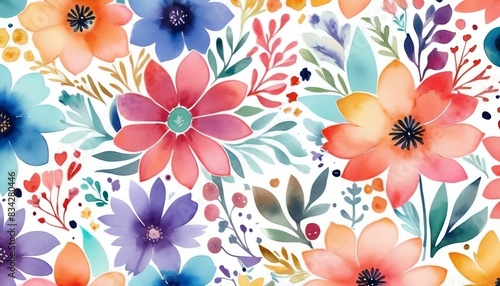 Floral Watercolor Surface Pattern Art in Multicolored Textures for Pillow Purses and Wallpaper digital illustration created with generative ai.