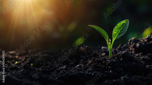 baby plant seedling on sunlight  background photo