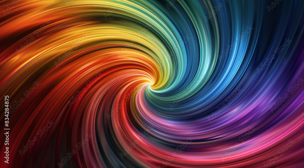 A vibrant swirl of rainbow colors, with each color representing different emotions and moods. The dark background highlights the colorful center. A vibrant swirl of rainbow colors, with each color representing different emotions and moods. The dark background highlights the colorful center.