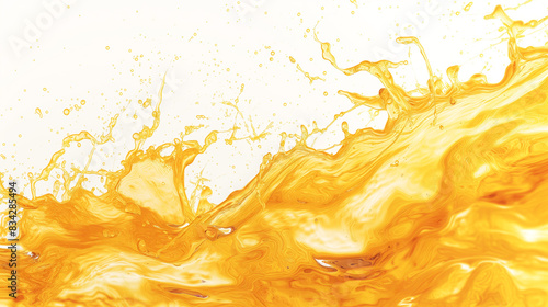 Golden oil splash over white background, AI Generative