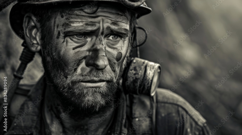 Miner Emerging from Depths, Revealing Earth's Secrets Miner Emerging from Depths, Revealing Earth's Secrets