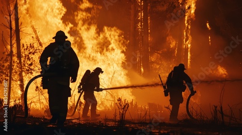 Firefighters Battling Massive Blaze at Dusk
