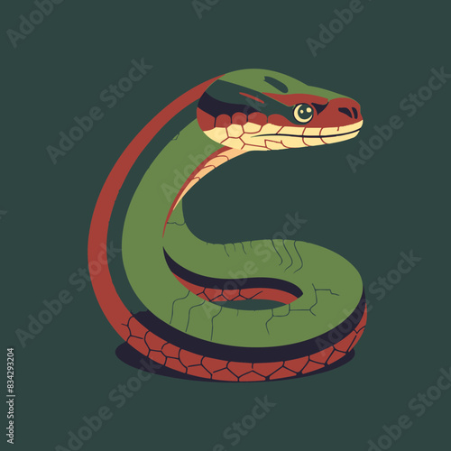 Cunning Snake Flat Vector Illustration   Reptile, Sly, Wildlife, Animal, Icon