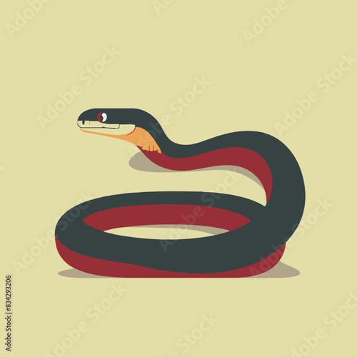 Cunning Snake Flat Vector Illustration   Reptile, Sly, Wildlife, Animal, Icon