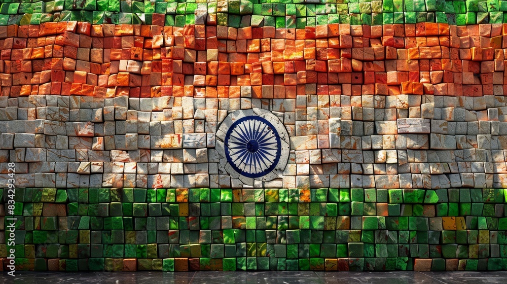 Background with the image of the flag of India. A template for the design of a banner, poster and greeting card for a website. The concept of Indian Independence Day and Republic Day