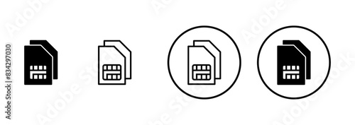 Sim card icon vector isolated on white background. Mobile slot icon. Mobile cellular phone sim card chip.