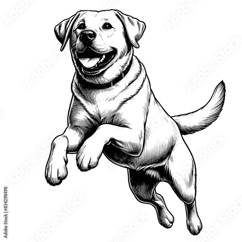 Hand drawn cute Labrador in full-body, vector sketch isolated on transparent background.	
