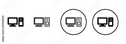 Computer icon vector isolated on white background. PC Icon vector. Computer monitor icon. Flat PC symbol