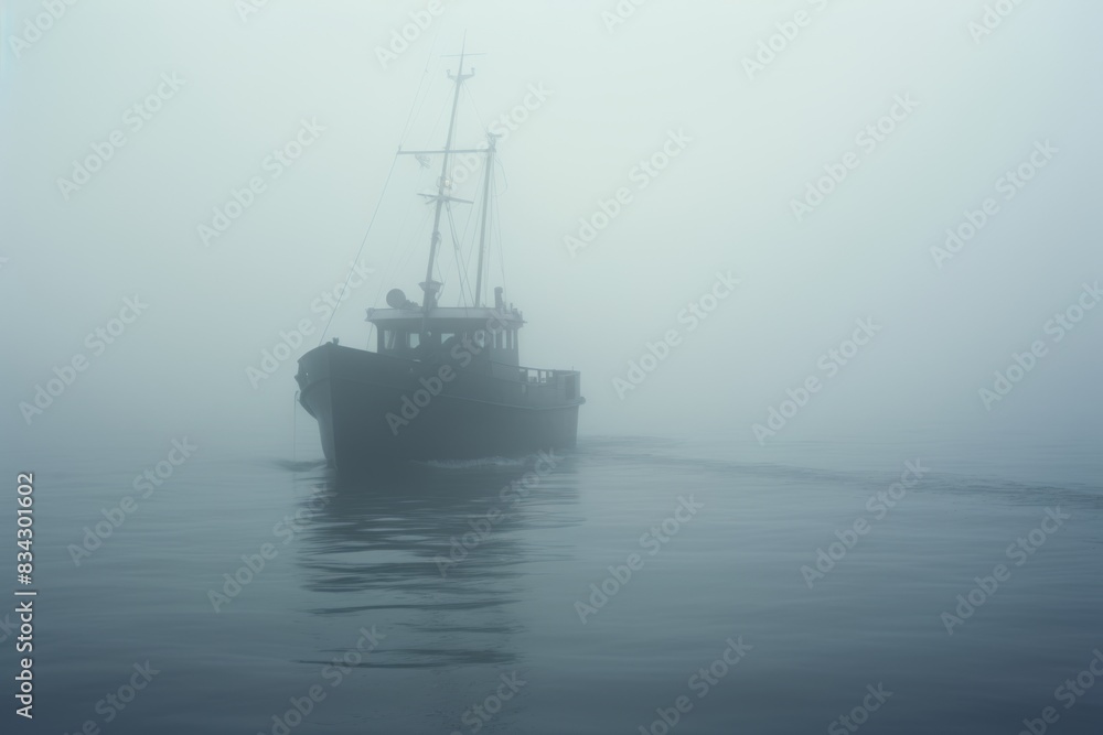 Fjord Serenity Atmospheric Portrait of a Boat in Foggy Norwegian Nature Fjord Serenity Atmospheric Portrait of a Boat in Foggy Norwegian Nature
