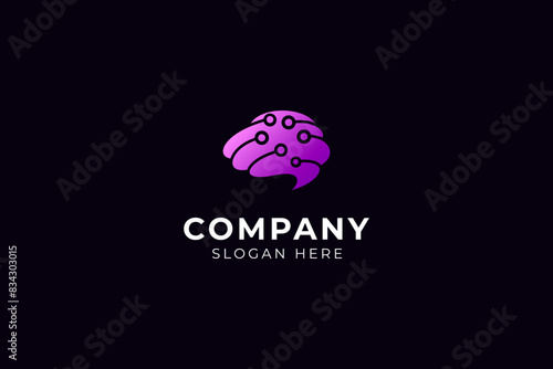 Futuristic Modern Human Brain Digital Structure for Future Intelligence Innovation Technology Knowledge logo design