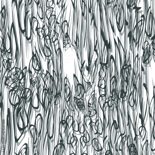Distorted texture in the form of stretched lines, shapes and spots. There is a volumetric mass effect created by shadows.