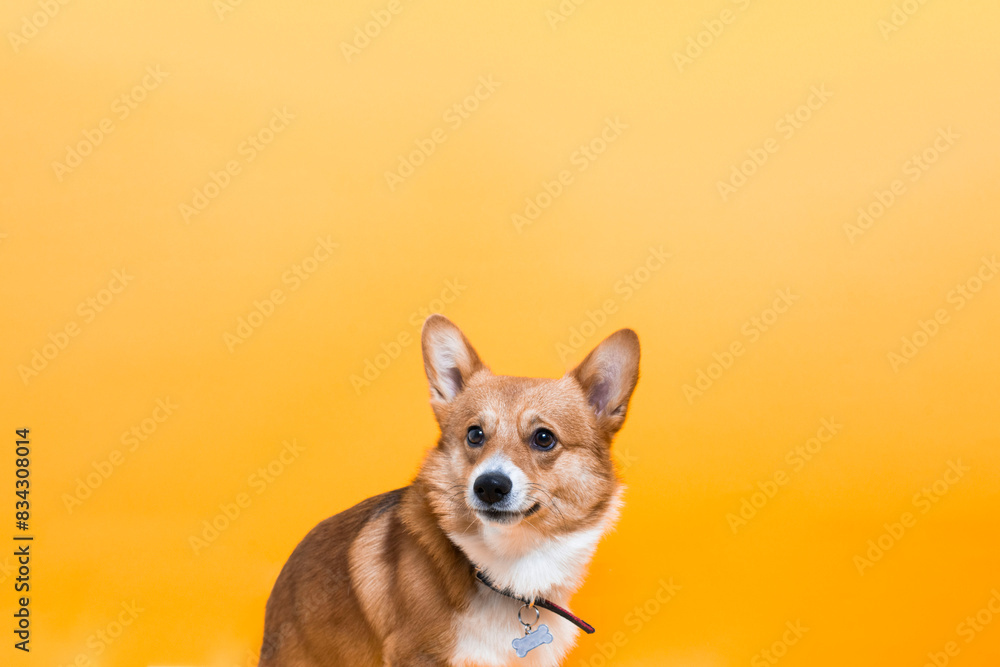 Perro Corgi en fondo liso Perro Corgi en fondo liso