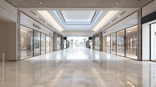 Wallpaper Mural Shopping Mall Interior with Empty Storefront: A shot of a shopping mall interior with an empty storefront or display window, leaving space for inserting text  Torontodigital.ca