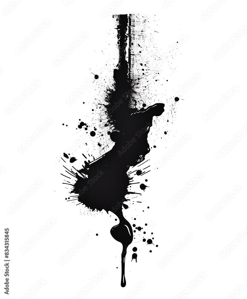 Black ink stain on a white background, a simple silhouette with black color and no shadow Black ink stain on a white background, a simple silhouette with black color and no shadow