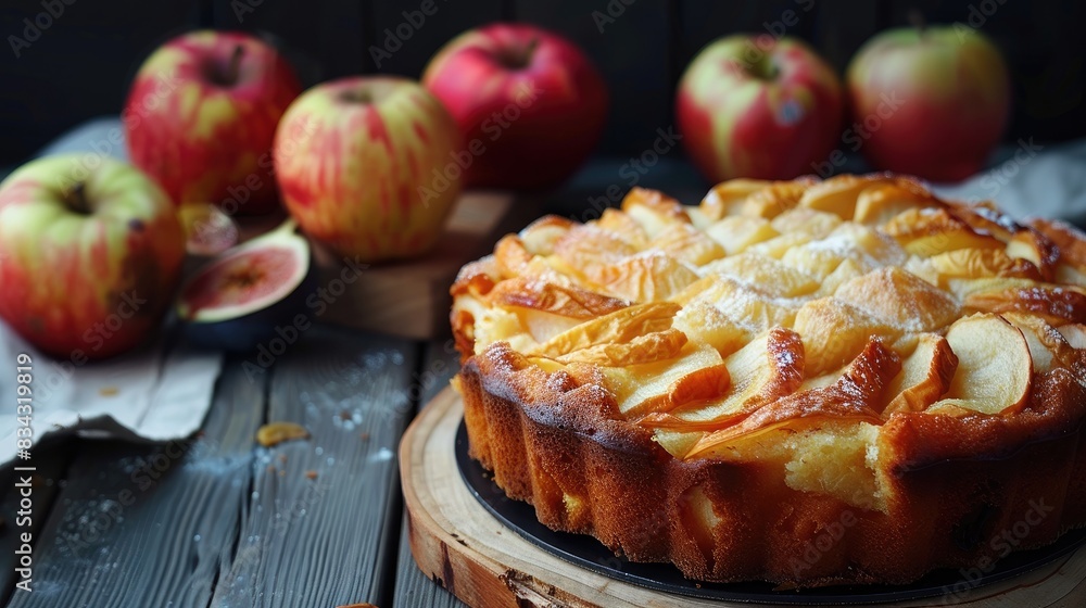 Cake made with dried figs and apples Cake made with dried figs and apples