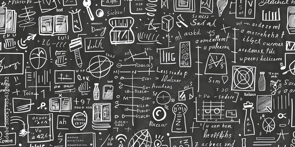 hand drawn white math and physics equations on blackboard background, generative AI hand drawn white math and physics equations on blackboard background, generative AI