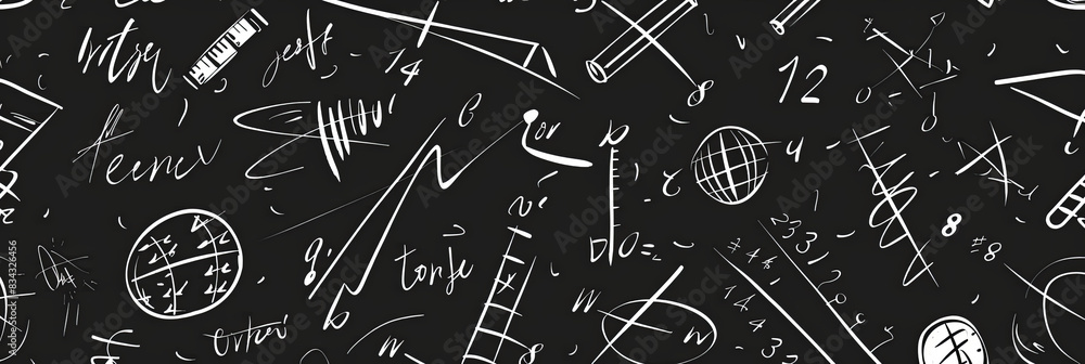 hand drawn white math and physics equations on blackboard background, generative AI hand drawn white math and physics equations on blackboard background, generative AI