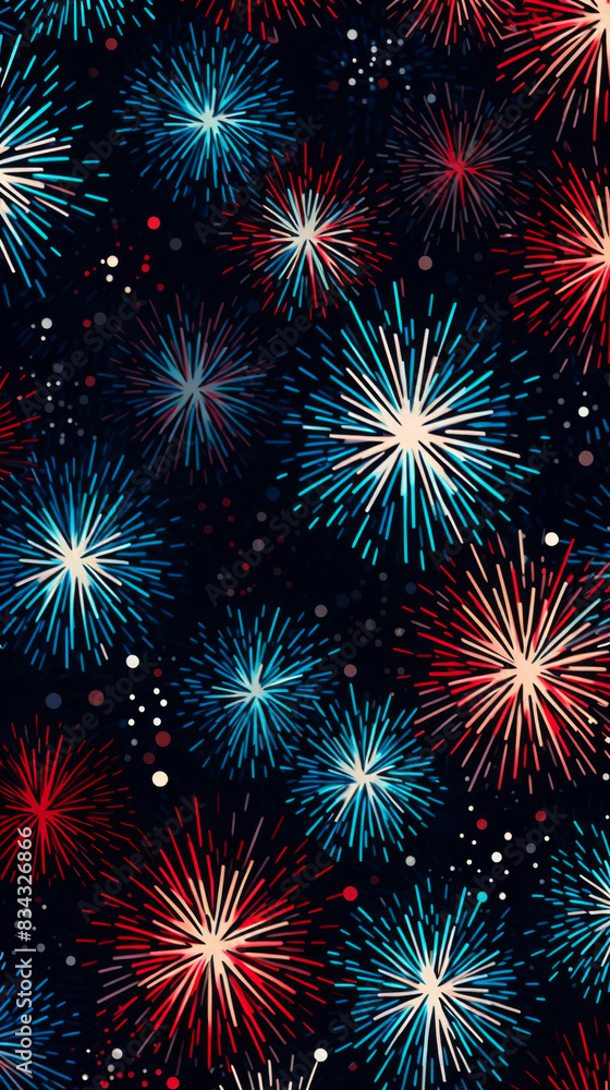 Naklejka premium A colorful fireworks display with red, white, and blue fireworks