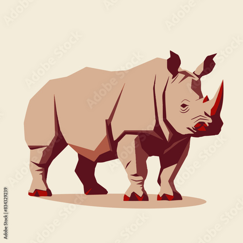 Unyielding Rhino Flat Vector Art Simple Vector Icon Style Illustration