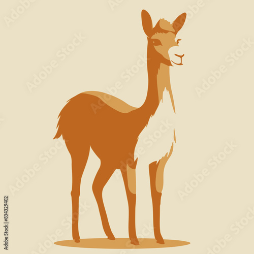 Vicuna Vector Art Simple Shaped Vectorin Plain Background