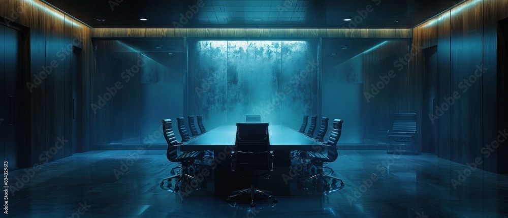 A dimly lit boardroom, a blank mockup of a corporate logo projected on the wall, echoing the silence of professionalism A dimly lit boardroom, a blank mockup of a corporate logo projected on the wall, echoing the silence of professionalism