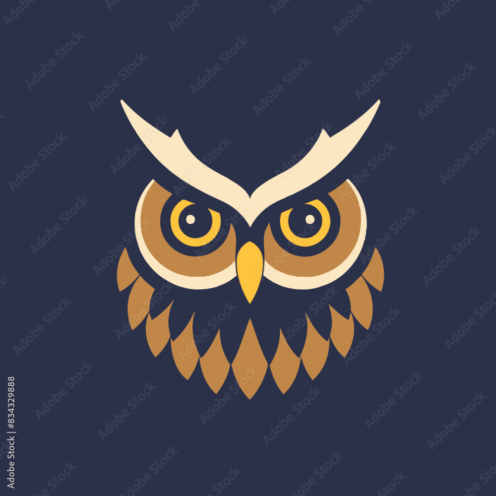 Obraz premium Wise Owl Flat Vector Art Simple Vector Icon Style