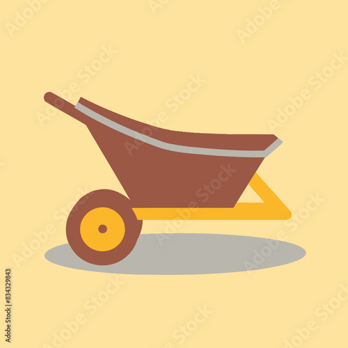 Wheelbarrow Flat Vector Art Simple Vector Icon Style