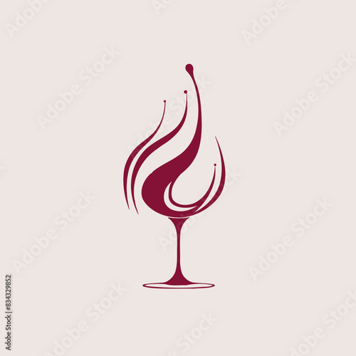 Wine Glass Logo Vector Art in Plain Background Stock