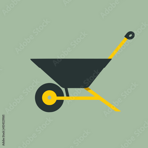 Wheelbarrow Flat Vector Art Simple Vector Icon Style