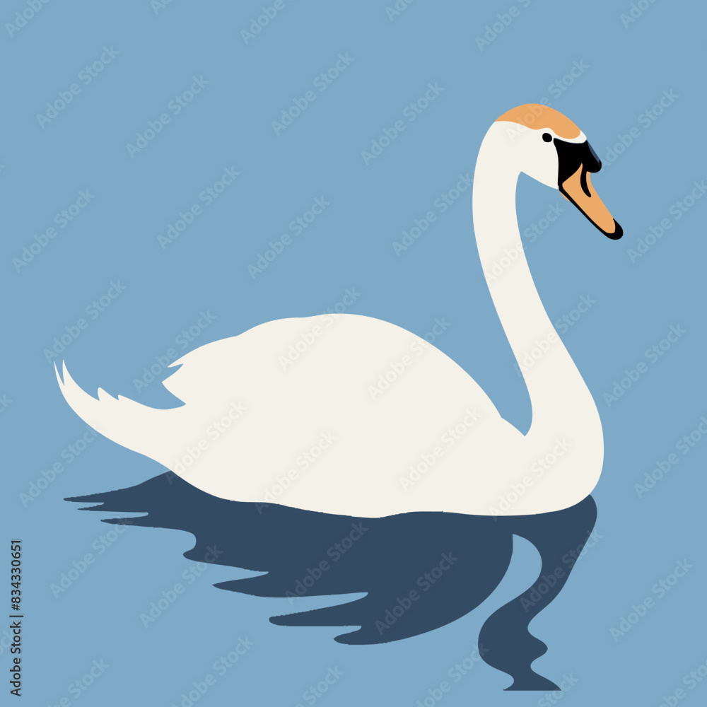 Fototapeta premium Swan Vector Illustration Bird, Graceful, White, Wildlife, Icon