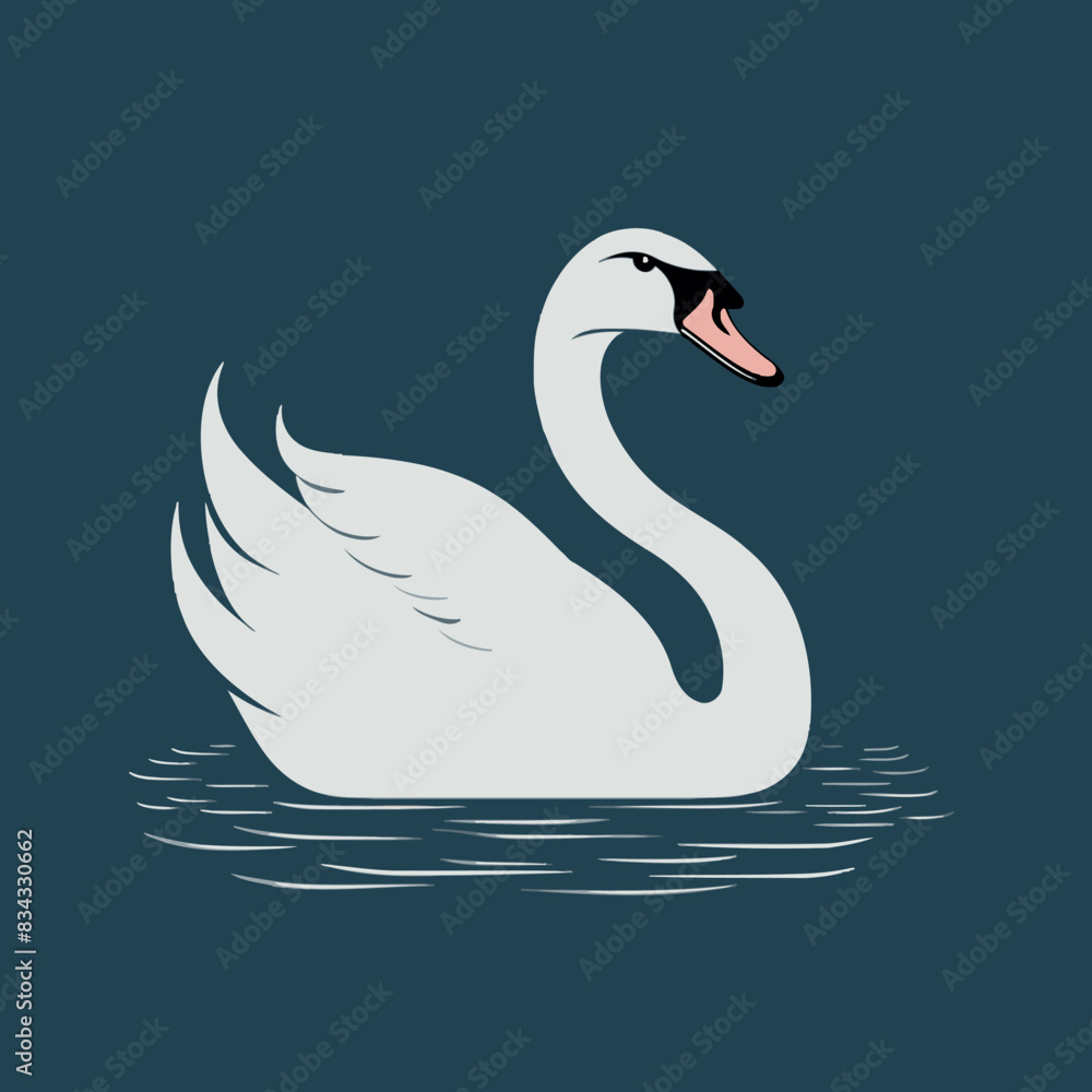 Fototapeta premium Swan Vector Illustration Bird, Graceful, White, Wildlife, Icon