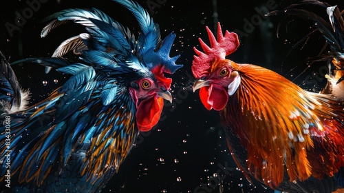 Intense cockfighting Wear flowy clothes. photo