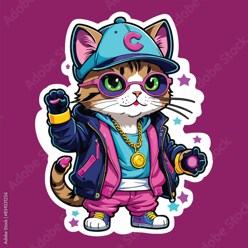 Cool Cat Stickers with hiphop for Cat Lovers