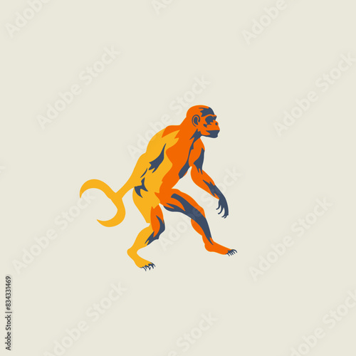 Australopithecus Logo Vector Illustration   Prehistoric, Evolution, Primate, Anthropology, Icon