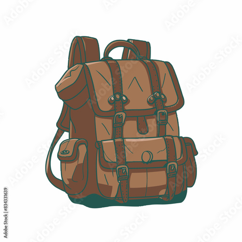 Backpack Travel Vector Illustration   Adventure, Tourism, Hiking, Camping, Icon