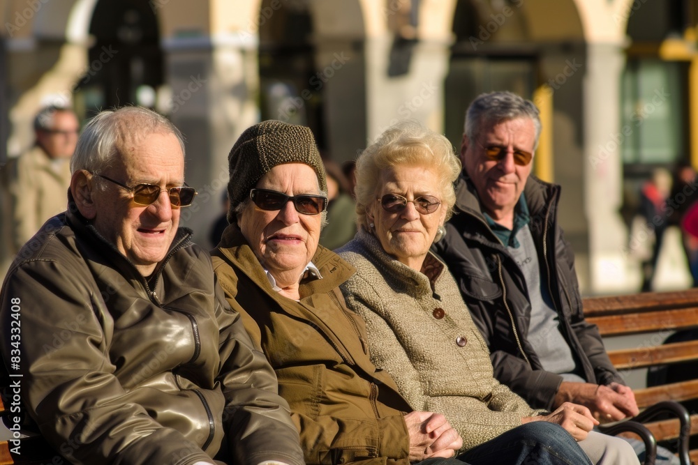 Elderly people sitting on a bench in Zagreb, Croatia Elderly people sitting on a bench in Zagreb, Croatia