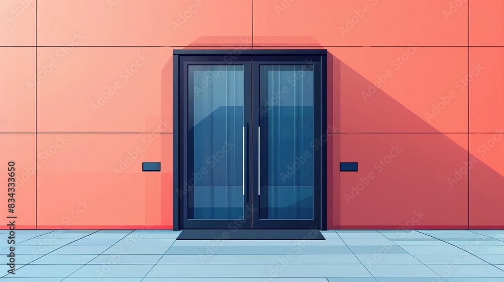 Design a flat icon of a glass door with a metallic finish Design a flat icon of a glass door with a metallic finish
