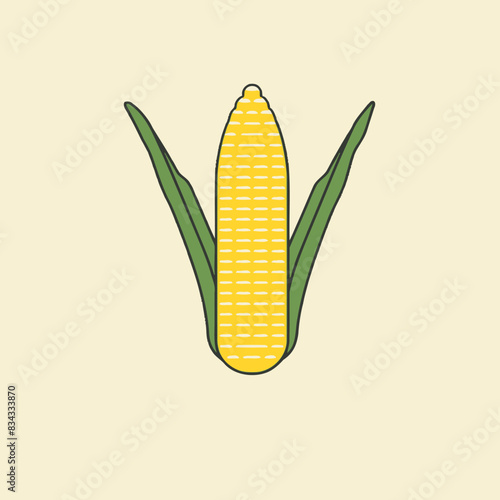 Corn Flat Vector Art   Vegetable, Grain, Maize, Yellow, Icon