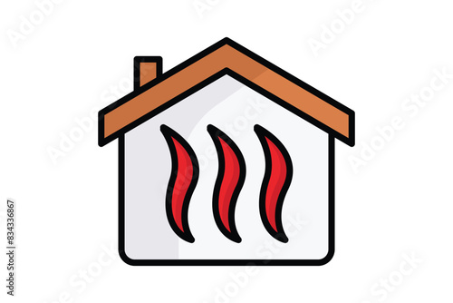 Heating icon. house with heat. icon related to utilities. colored outline icon style. utilities elements vector illustration