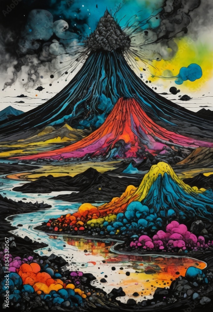 Fototapeta premium Abstract Volcano Landscape