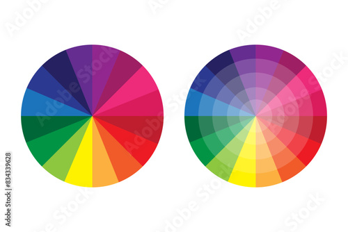 Color wheel icons. Bright spectrum vector. Circular gradient illustration. Vibrant design elements.