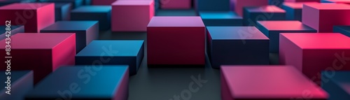 Abstract background of red and blue cubes. photo