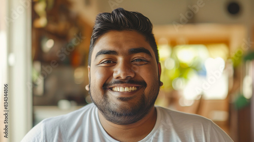 幸せそうな笑顔の太ったインド系の男性 photo