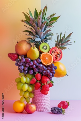 bouquet of fruits isolated on pastel background
