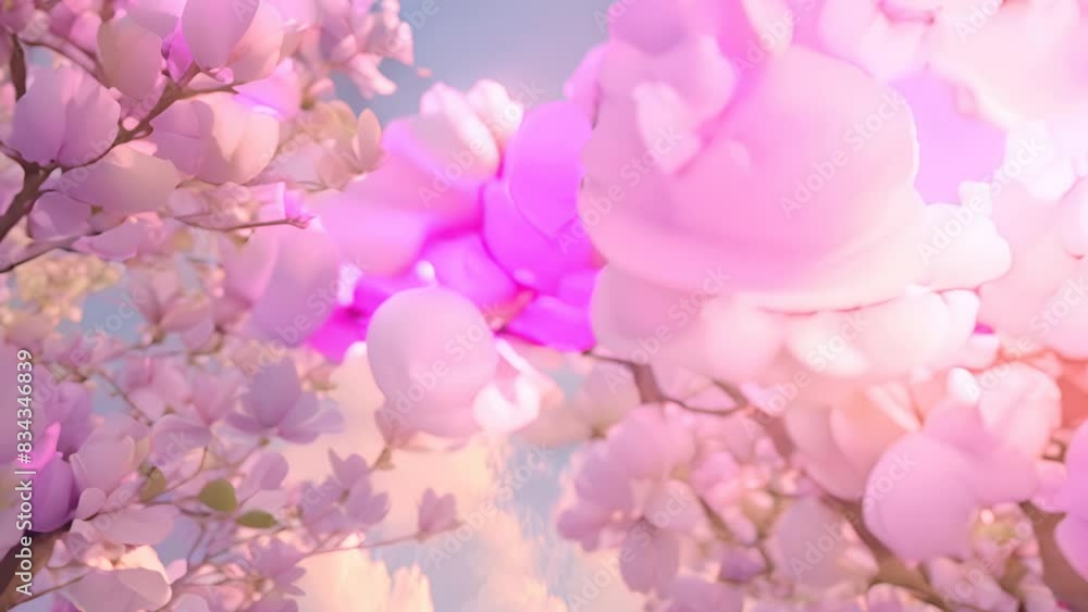 A beautiful pink tree with pink flowers and a blue sky. The flowers are scattered all over the tree and the sky is clear and bright. A beautiful pink tree with pink flowers and a blue sky. The flowers are scattered all over the tree and the sky is clear and bright.